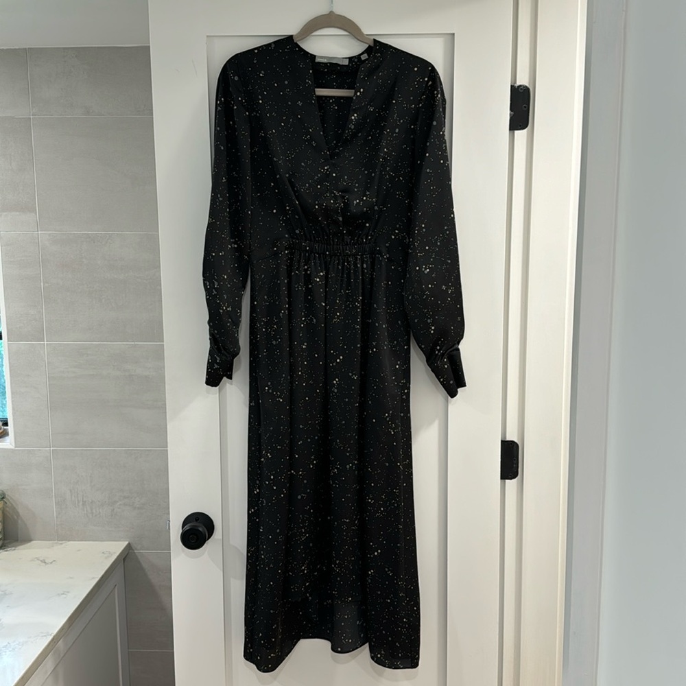 Vince black printed dot dress